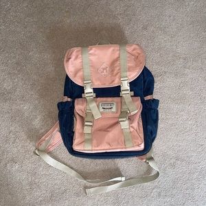 Pink and navy blue anti theft backpack